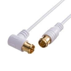 【KM-AT26-50W】アンテナケーブル ごく細 S2.5C-FB 片側L字 5m