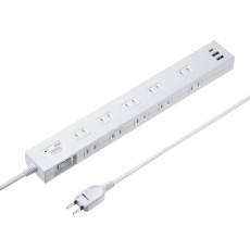 【TAP-SP2110NUC-1W】雷タップ 10個口＋USB-A＋Type-C(PD20W)ホワイト・1m