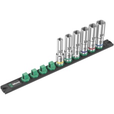 【005470】WERA ヴェラ 差込角1/2SQ 収納レール付き 6本組 ディープソケットセット10-19mm入り