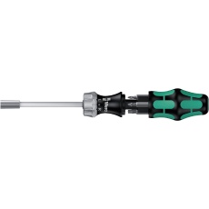 【073660】WERA ヴェラ 6点組 プラス/マイナス/ポジドライバービット/Kraftformラチェットハンドルセット 差込6.35mm  ハンドル内ビット収納機能付