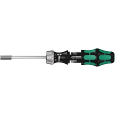 【073661】WERA ヴェラ 6点組 プラス/マイナス/スクエアドライバービット/Kraftformラチェットハンドルセット 差込6.35mm  ハンドル内ビット収納機能付