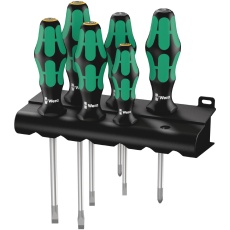 【105656】WERA ヴェラ 6本組 Kraftform Plusハンドル マイナス/ポジドライブドライバーセット ラック付