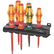 【347777】WERA ヴェラ 6本組 Kraftform VDEハンドル 絶縁ドライバーセット ラック付