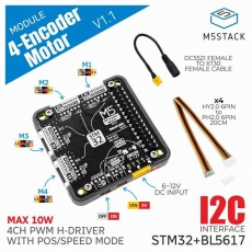 【M5STACK-M138-V11】M5Stack用4チャンネルエンコーダモータードライバモジュール v1.1
