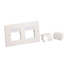 【CFPUKS4SAW-2GY】SLOPED SHUTTERED FACEPLATE 4PORT WHITE