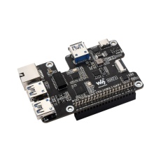 【WAVESHARE-27541】Waveshare Raspberry Pi 5用 PCIe-ギガビットイーサネット/USB 3.2 変換HAT+