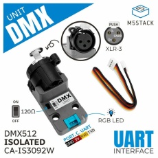 【M5STACK-U183】M5Stack用絶縁型RS-485トランシーバー付きDMXユニット(CA-IS3092W)