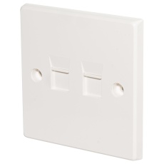 【KP-K2】SHUTTERED KEYSTONE FACEPLATE 2PORT WHT