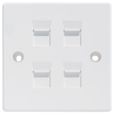 【KP-K4】SHUTTERED KEYSTONE FACEPLATE 3PORT WHT
