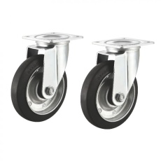【CST-125ER-FRE2】汎用キャスター 125mm径 2個セット(フリー)ゴム製