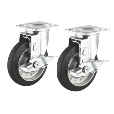 【CST-125ER-FRST2】汎用キャスター 125mm径 2個セット(フリーストッパー付き)ゴム製
