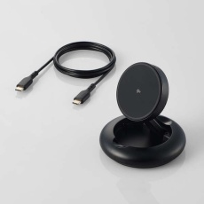 【W-MA08BK】マグネットQi2規格対応ワイヤレス充電スタンド（15W・折リ畳ミ）
