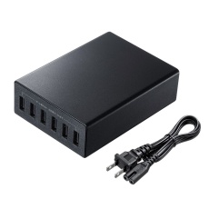【ACA-IP67BK】USB充電器(6ポート/合計12A/ブラック)