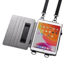 【PDA-IPAD1612BK】iPad 10.2インチ スタンド機能付きショルダーベルトケース