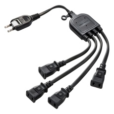 【TAP-EX4BKN】ACアダプタ専用電源延長コード(4分岐・2P・4個口・ブラック)