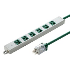 【TAP-HPM6-1G】医用接地プラグ付き電源タップ(3P・6個口・グリーン・1m)