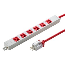 【TAP-HPM6-3R】医用接地プラグ付き電源タップ(3P・6個口・レッド・3m)