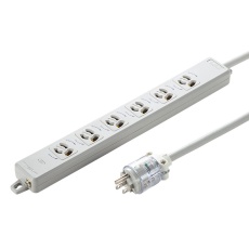【TAP-HPM6-5W】医用接地プラグ付き電源タップ(3P・6個口・グレー・5m)
