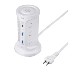 【TAP-B112C1A2W】USB充電機能付きタワー型タップ