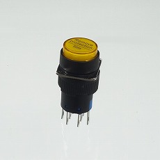 【YJ-LA16-22DN/Y12VY】φ16LED照光式押しボタンスイッチ(黄・モメンタリ・12V)