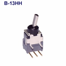 【B-13HH】微小電流用トグルスイッチ 単極 ON-OFF-ON プリント基板ライトアングル ショートフラットレバー