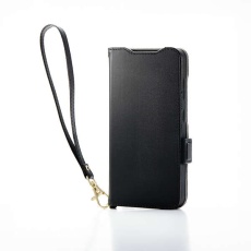 【PM-G251PLFY4BK】Galaxy S25 ソフトレザーケース 磁石付 耐衝撃 ハンドストラップ付