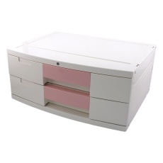 【304H】トレイBOX(鍵付) A3用ピンク 470×360×205mm 304H