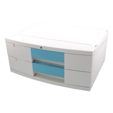 【304H】トレイBOX(鍵付) A3用ブルー 470×360×205mm 304H