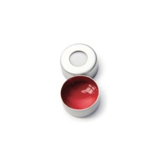 【CHCC11-30】セプタム付クリンプキャップ(ND11)PTFE(赤)/シリコン(白)1.3mm 銀 100個入 CHCC11-30