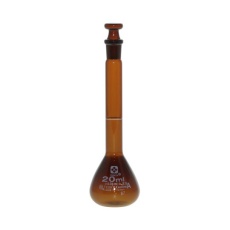 【1-8659-03-24】メスフラスコ 茶 20mL カスタムA JCSS校正付