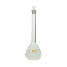 【1-8654-26-24】メスフラスコ 透明 100mL カスタムA JCSS校正付