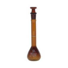【020070-10】メスフラスコ 茶 10mL スーパーグレード JCSS校正付