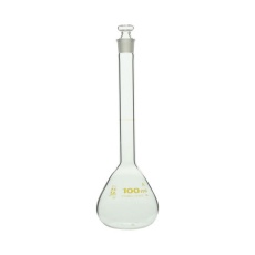 【6-240-26-24】メスフラスコ 透明 100mL スーパーグレード JCSS校正付