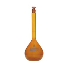 【020070-1000】メスフラスコ 茶 1000mL スーパーグレード JCSS校正付