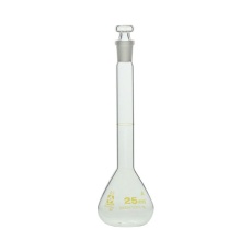 【6-240-24-24】メスフラスコ 透明 25mL スーパーグレード JCSS校正付