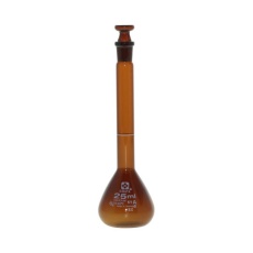【020070-25】メスフラスコ 茶 25mL スーパーグレード JCSS校正付