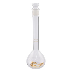 【3-495-05-24】メスフラスコ 白 50mL JIS規格 JCSS校正付