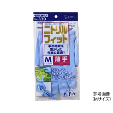 【No.330 M】ニトリルフィット 薄手 モデルローブ ブルー M No.330 M