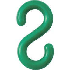 【284132】緑十字 S字フック 緑 PF-8G 線径8mmΦ 27.5×52.5mm 2個組 樹脂製