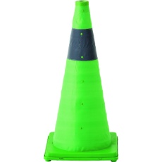 【116203】緑十字 伸縮式三角コーン 緑 伸縮コーン-G(大) 高さ620mm(ベース295mm角) 反射材付