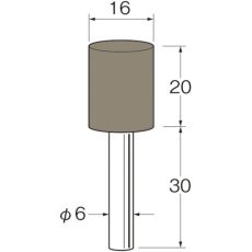 【R8611】リューター 軸付弾性砥石(UB砥石)外径(mm):16粒度(#):90
