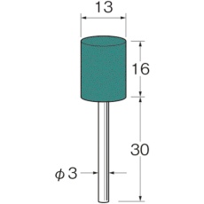 【R3313】リューター 軸付グリーンカーボランダムゴム砥石外径(mm):13粒度(#):220