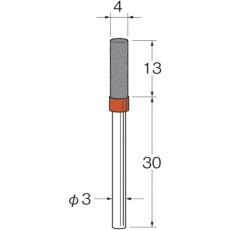 【R2311】リューター 軸付セラミックゴム砥石(金属研削用)外径(mm):4粒度(#):80