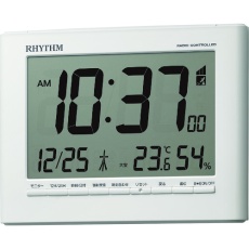 【8RZ203SR03】RHYTHM リズム 電波 目覚まし時計 温湿度計付き 壁掛け可能 白