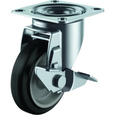 【RJ2-100NRPS-G】ユーエイ プレート式 自在 キャスター グレーゴム 車輪径100mm ストッパー付き Jタイプ RJ2-S型 取付寸法71×71(68×68)