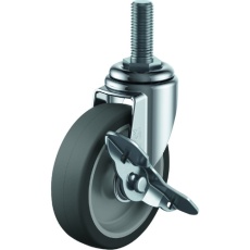【ET-50ELS-M12-35】ユーエイ ねじ込み式 自在 キャスター エラストマー 車輪径50mm ストッパー付き Eタイプ ET-S型 ネジ寸法M12×35ピッチ1.75