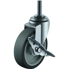 【SUS-ET-100ELS-M12-35】ユーエイ ねじ込み式 自在 ステンレスキャスター エラストマー 車輪径100mm ストッパー付き Eタイプ SUS-ET-S型 ネジ寸法M12×35ピッチ1.75