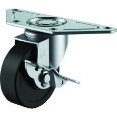 【SGC-50RHS】ユーエイ プレート式 自在 キャスター ゴム 車輪径50mm ストッパー付き Sタイプ SGC-S型 取付寸法139×55×42