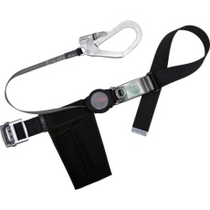 【TB-ORN-599-BLK-L-BP】TSUYORON 胴ベルト型墜落制止用器具(巻取タイプ)ロック機構付き ワン・ハンドリトラ 黒 Lサイズ 幅50MM×長さ1400MM
