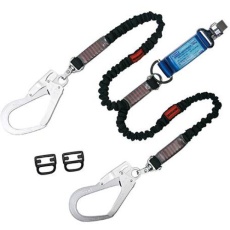 【THL-2-NV93SV-33-130KG-2R23-BP】TSUYORON フルハーネス用ランヤード ツインランヤード 伸縮式ノビロン(BK)